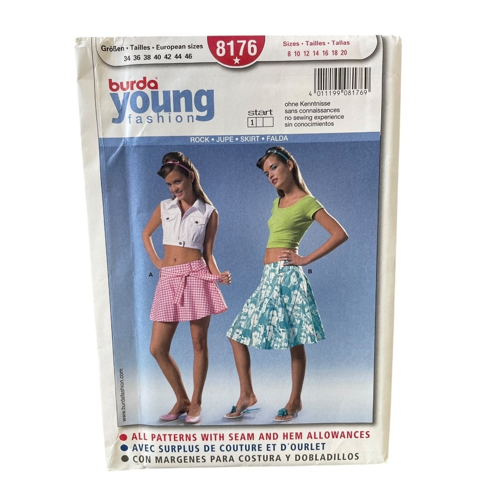 Burda 8176 Skirt Sewing Pattern Sizes 8-20 Young Fashion UNCUT FF